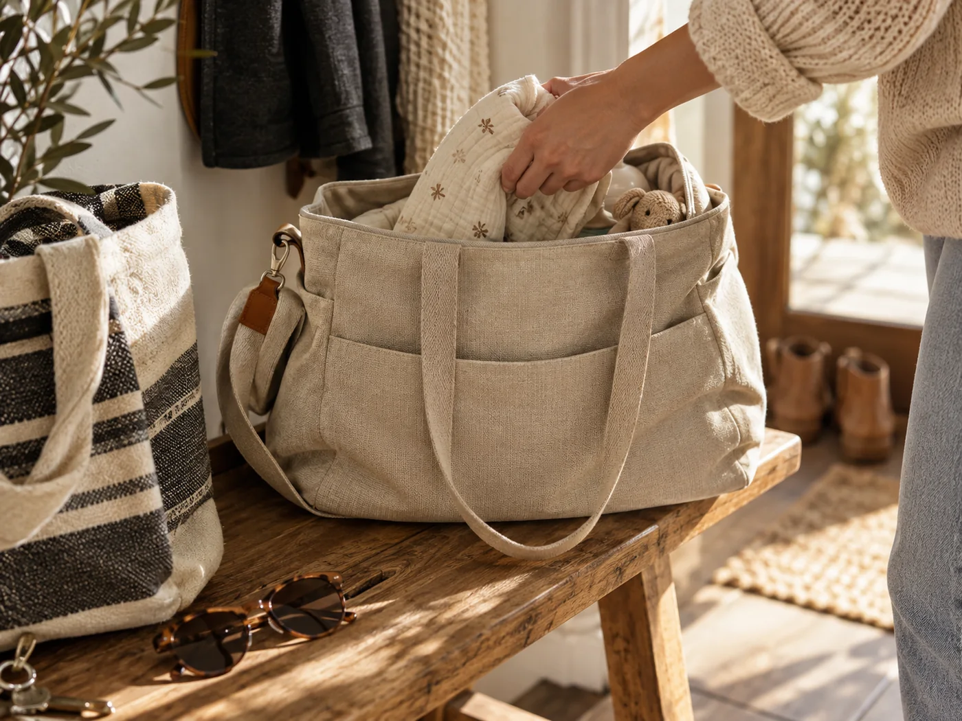 Packing a plain changing bag for a weekend outing
